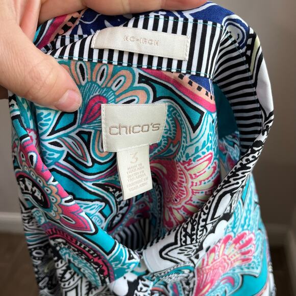 CHICO'S No Iron Sleeveless Button Front Short Sleeve Blouse Size XL - Picture 5 of 8